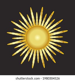 Mystical golden boho tattoos with sun, crescent, stars and clouds. Linear design, hand-drawing. elements for astrology, mysticism and fortune telling.