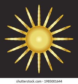 Mystical golden boho tattoos with sun. Linear design, elements for astrology, mysticism and fortune telling.