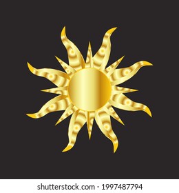 Mystical golden boho tattoos with sun. Linear design, elements for astrology, mysticism and fortune telling.