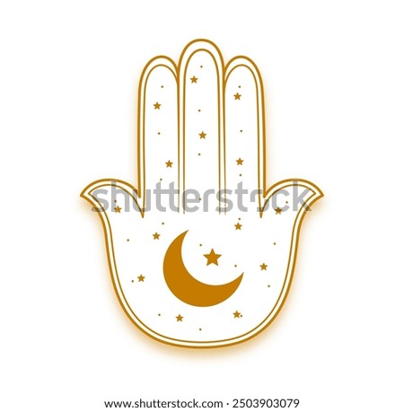 mystical half moon and star hamsa background design vector