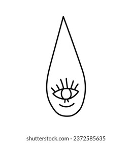 Mystical hand-drawn droplet in an esoteric context. Ideal for spiritual prints, ethereal posters, mystical stationery, and metaphysical designs. High-quality illustration