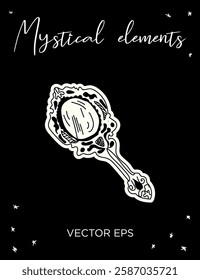 Mystical Hand-Drawn Mirror Vector line art. Perfect for tattoos, prints, branding, and spiritual designs.