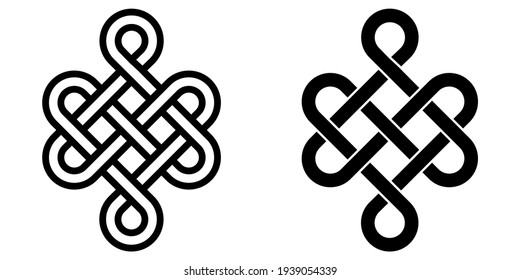 Mystical knot of longevity and health, Feng Shui luck sign, vector infinity knot, tattoo of the symbol of health of occultism and witchcraft