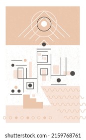 Mystische Landschaft abstrakte geometrische Zusammensetzung, imperiale Eigenschaft. Vektorgrafik für Druck auf T-Shirts, Abdeckung. Heiliges Symbol und Mystik. Vektorgrafik.