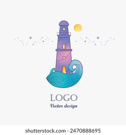 Mystical Lighthouse  spiritual vector  symbol. Psychology, philosophy, mind, energy, yoga and spirit  insight and subconscious concept
