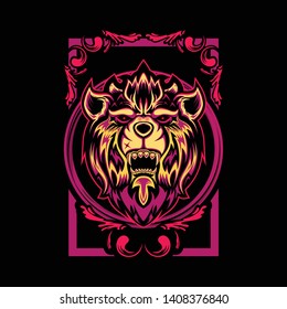 mystical lion illustration for shirt design etc