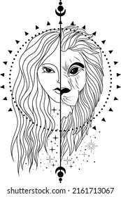 Mystical Lion Lion Silhouette Vector Outline Stock Vector (Royalty Free ...