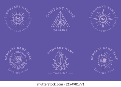 Mystical Logo Symbol Templates Element Purple Pastel Background.