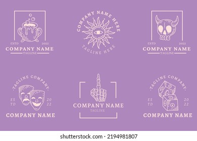 Mystical Logo Symbol Templates Element Purple Pastel Background.
