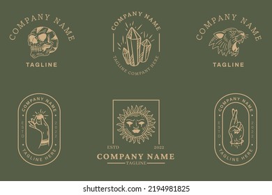 Mystical Logo Symbol Templates Element Dark Green Army Background.