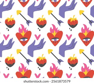 Mystical love seamless pattern for Valentine's Day