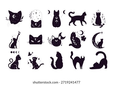 Elemento de gato negro mágico místico