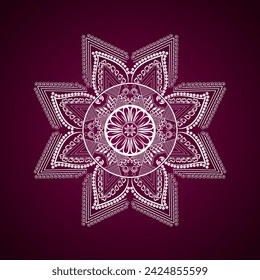 Mystical Mandala: Explore the enchanting intricacies of our mandala, a harmonious dance of white patterns on a royal purple canvas. Elevate your space with this symbol of tranquility and grace