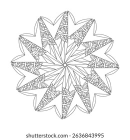 Mystical Mandala template Coloring Book Page. Easy Mandala Coloring Book Pages for Adults to Relax, Experiences Give Relief. Resizeable Vector File