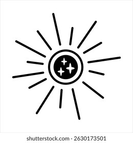 Mystical moon clipart in black and white color - Magical Celestial graphic, hand drawn vector illustration in flat style.