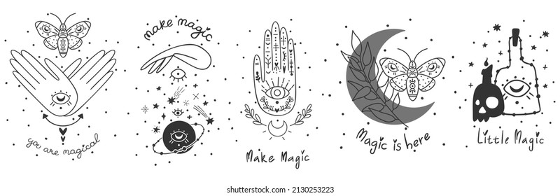 Mystical moon collection. Celestial clip art vector set