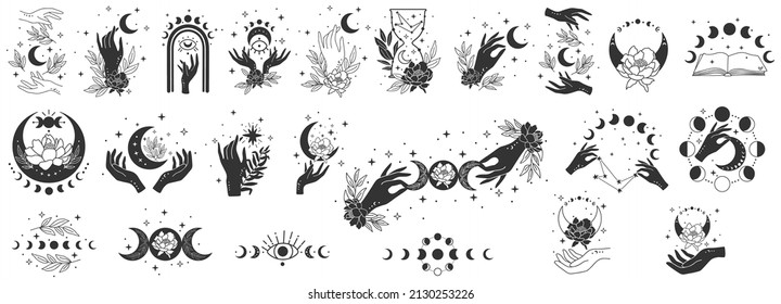 Mystical moon collection  Celestial clip art vector set