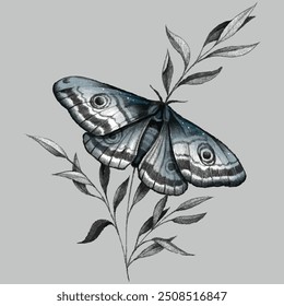 Mystical moth on a branch