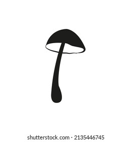 Mystical mushrooms isolated clipart, magic line. Black and white vector illustration.Witchy tattoos. Esoteric clipart.Witch mushrooms for Halloween. Mystical elements.