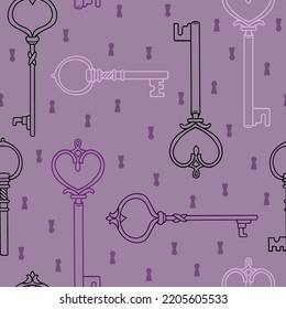 mystical mysterious victorian keys  vector pattern
