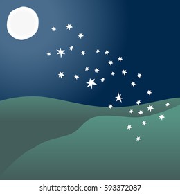 Mystical night sky background with full moon
