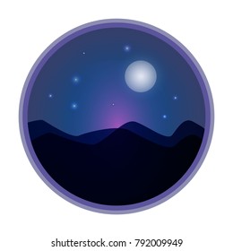 Mystical Night sky background with full moon and stars.