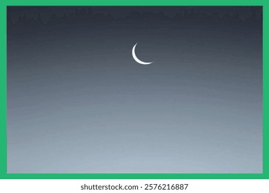 Mystical Night sky background with half moon,Moonlight night. Vector illustration.