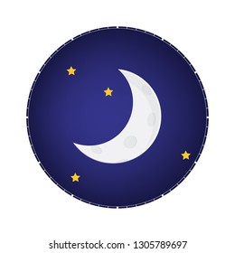 Mystical Night sky with half moon and stars. Moonlight night