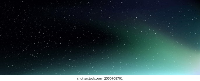 Mystical night sky with a hint of aurora borealis, Calming and peaceful atmosphere, Northern lights, Vector Illustration.