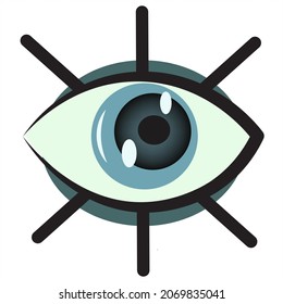 Mystical observant eye. All-seeing eye. Abstract minimalist hand drawn vector illustration close up. An attentive look. Beautiful isolated design in trendy minimal style.