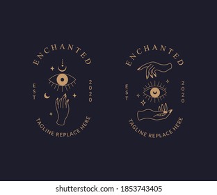 Mystical Occult Beauty Eye Hand Logo Design Elements