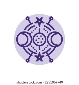 Mystical ornament color line icon. Isolated vector element. Outline pictogram for web page, mobile app, promo