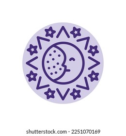 Mystical ornament color line icon. Isolated vector element. Outline pictogram for web page, mobile app, promo
