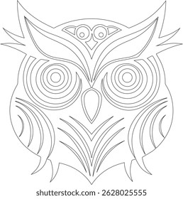 Mystical owl mandala with flowing linework
