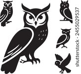 Mystical Owl Silhouette vector illustration. Wisdom in the Shadows

