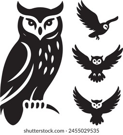 Mystical Owl Silhouette vector illustration. Wisdom in the Shadows

