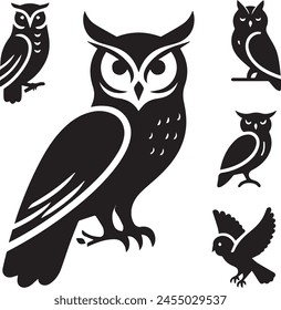 Mystical Owl Silhouette vector illustration. Wisdom in the Shadows

