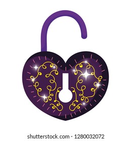 mystical padlock with heart shape