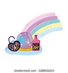 mystical padlock with heart shape and crystal ball