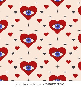A mystical pattern with a heart and an eye