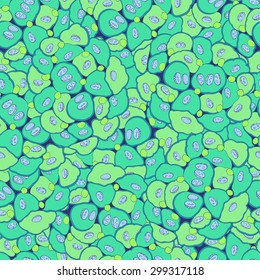 Mystical pattern with leaves and magic stones, green.