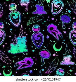 mystical pattern on witchcraft theme