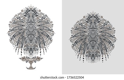 Mystical pattern symbol. Spiritual, occult, ethnic ornament. Sacramental design concept.