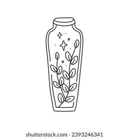 Mystical potion bottle, hand drawn doodle minimalistic mysterious object.