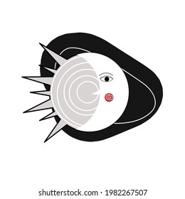 Mystical, psychedelic illustration. Sun and moon with an eye. picture for isoterics