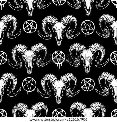 Mystical ram skull seamless pattern