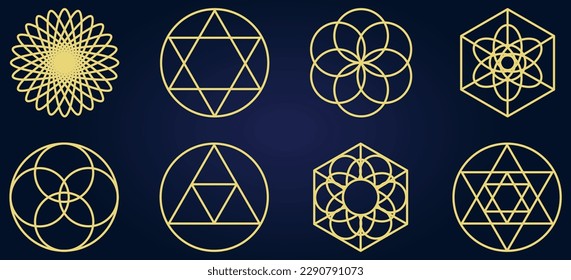 Symbol für mystisch-heilige Geometrie. Spiritualität, Harmonie-Konzept. Vektorgrafik einzeln auf weißem Hintergrund
