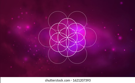 Mystical sacred geometry vector symbol Flower of Life. Spirituality, harmony concept