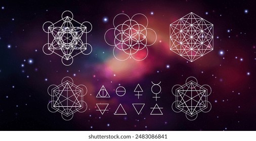 Símbolo de Vector de geometría sagrada mística. Espiritualidad, armonía