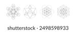 Mystical sacred geometry vector symbos set. Spirituality, harmony